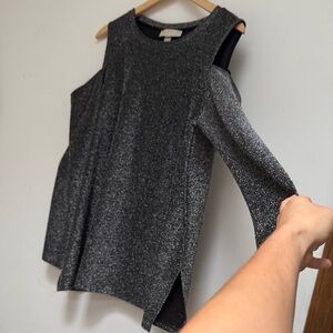 Michael Kors Metallic Cold Shoulder Top